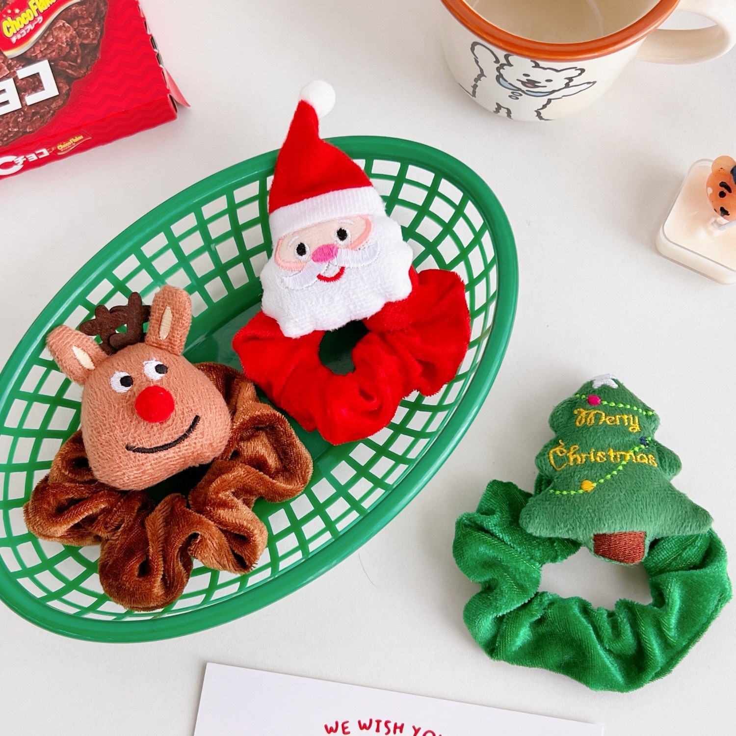 Women's Cute Christmas Hair Scrunchies Festive Holiday Velvet Hair Ties