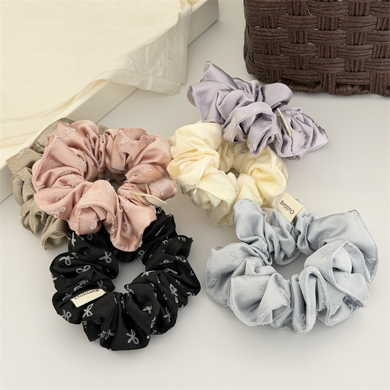 Women's Elegant Soft Satin Bow Knot Hair Tie For Everyday Wear Black