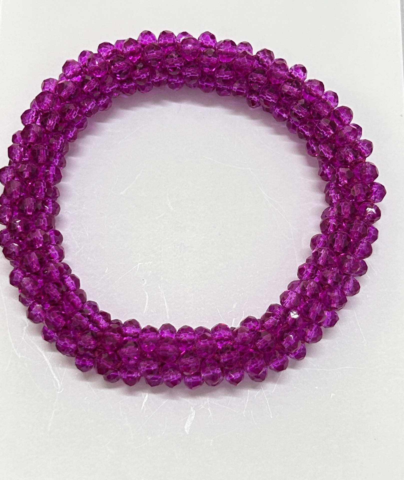 Women's Handmade Crystal Beaded Nylon Hair Ring Dual-Use Bracelet