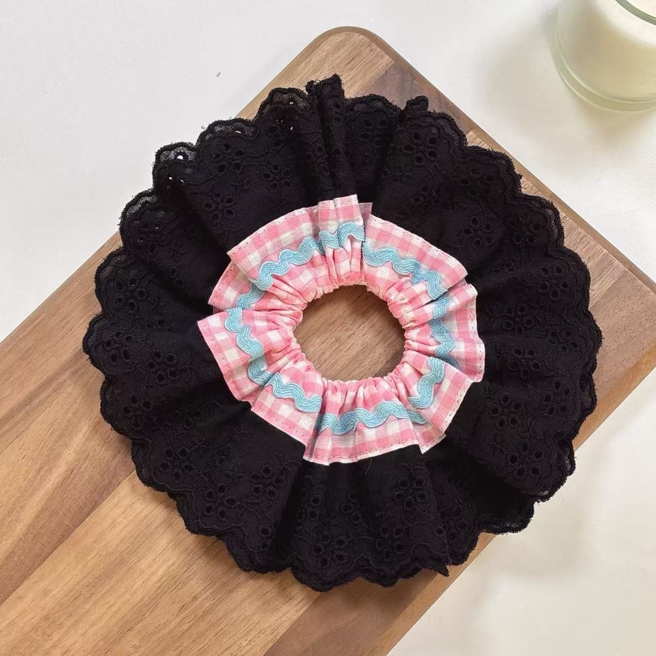 Women's French Romantic Cloth Hair Tie Four Layer Hollow Out Lace