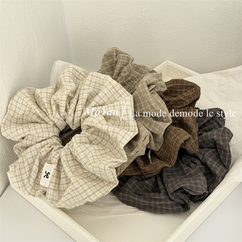 Women's Daily Wear Preppy Cloth Hair Tie Scrunchie Classic Plaid