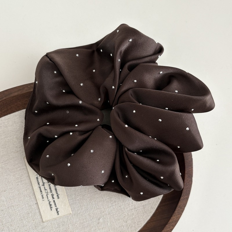 Women's Retro Rhinestone Star Satin Headband Solid Black And Beige