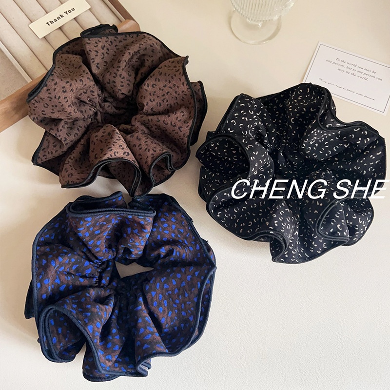 Women's Autumn Fabric Four-Layer Scrunchies Deep Color Series