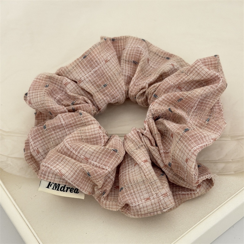 Women's Retro Cloth Hair Tie For Spring Styling Pink Green Plaid