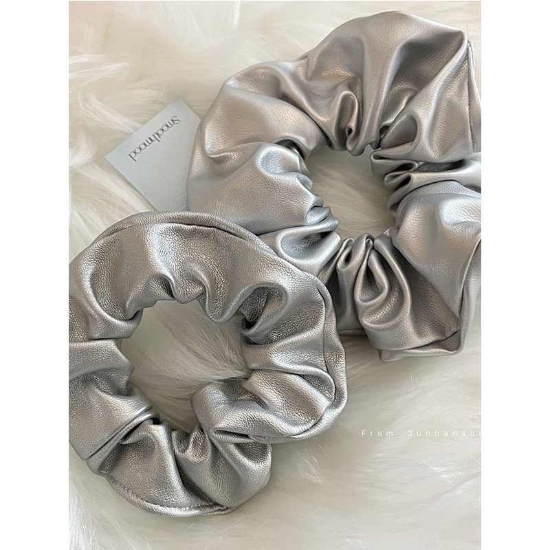 Women's Elegant Daily PU Leather Pleated Scrunchie Solid Color