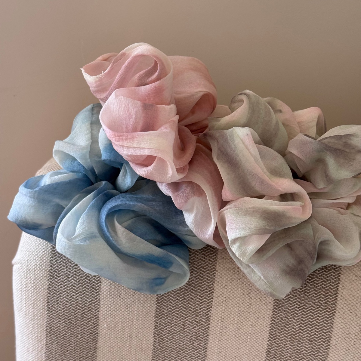 Women's Sweet Summer Soft Cloth Hair Scrunchie Blue Multicolor Tie Dye