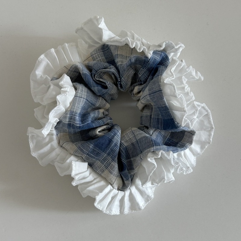 Women's Stylish Cloth Hair Scrunchies For Everyday Wear Black Plaid Checkered