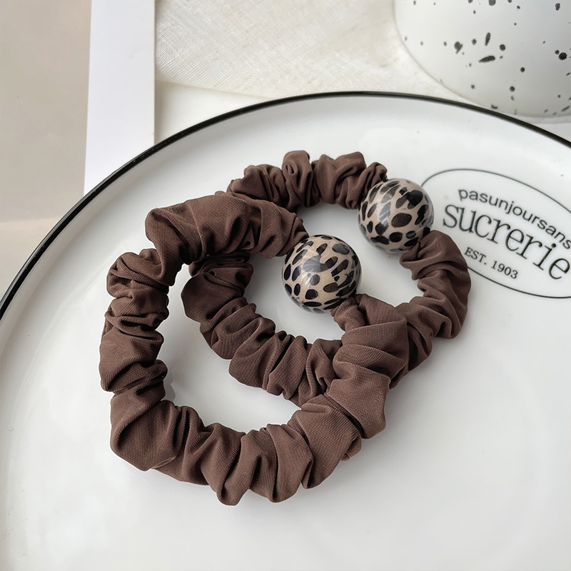 Women's Summer Cloth Hair Accessory Rubber Band Brown Leopard Spot
