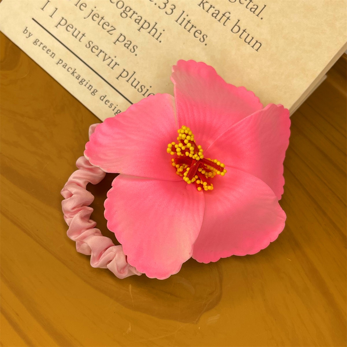 Women's Holiday Hair Tie Accessory Pastoral Plumeria Flower Pattern