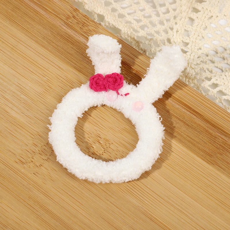 Girls Winter Knitted Yarn Hair Ties Cartoon Plush Animal Rabbit Bear