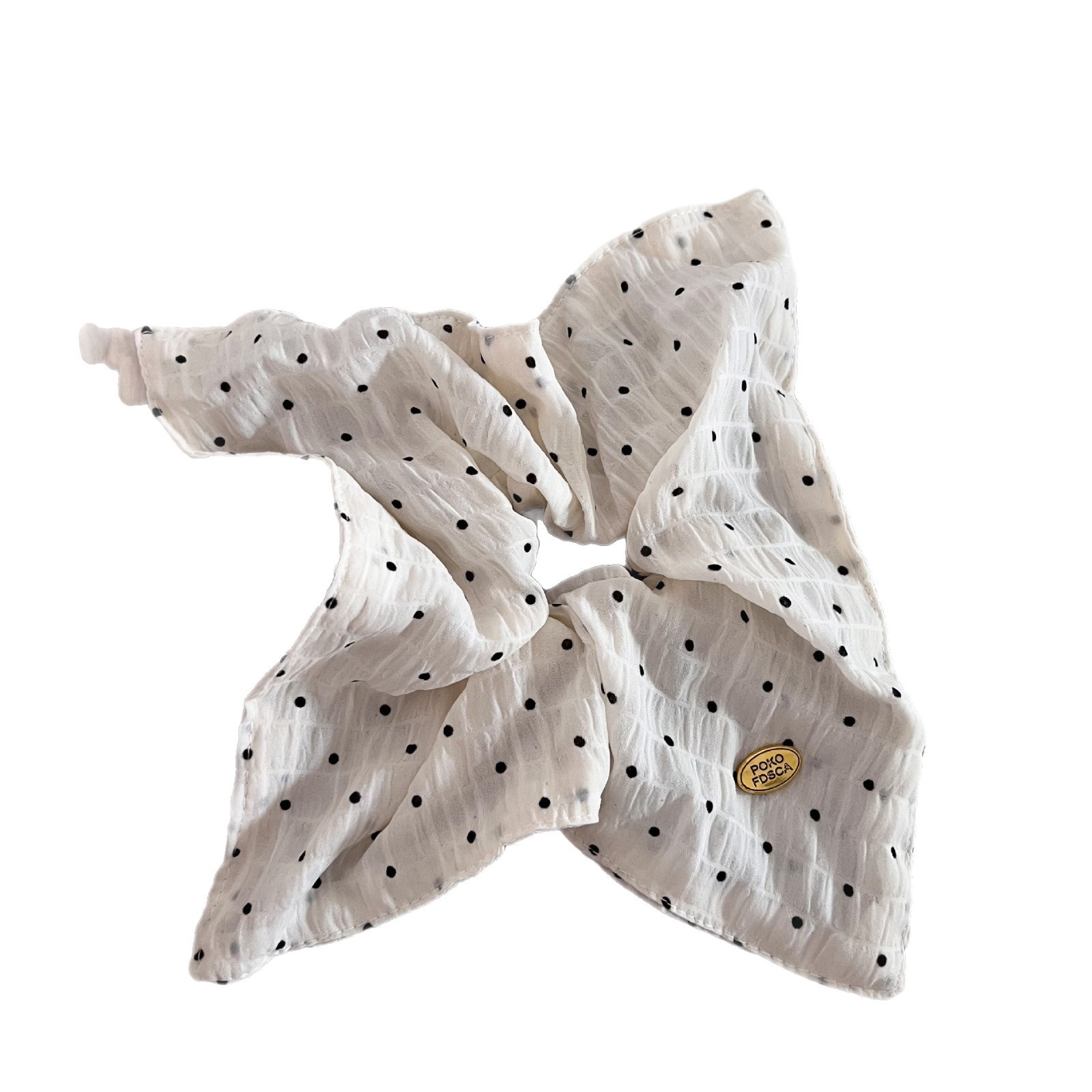 Women's Gentle Cloth Bow Hair Tie Scrunchie Blue Beige Striped Dot