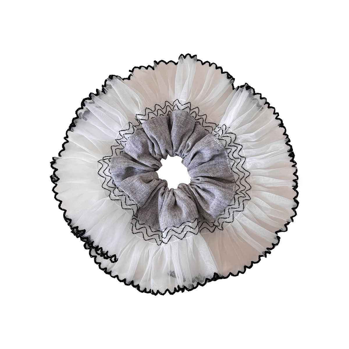 Women's Spring Daily Wear Polyester Hair Tie Scrunchies Grey Lace