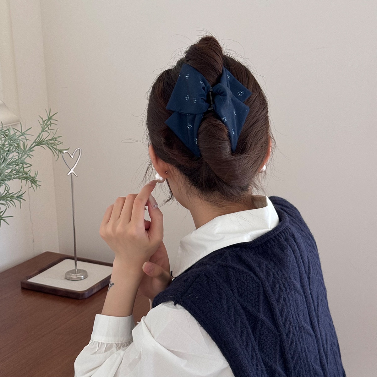 Women's Navy Blue Galaxy Starry Hairband Hexagram Cloth Hair Accessories