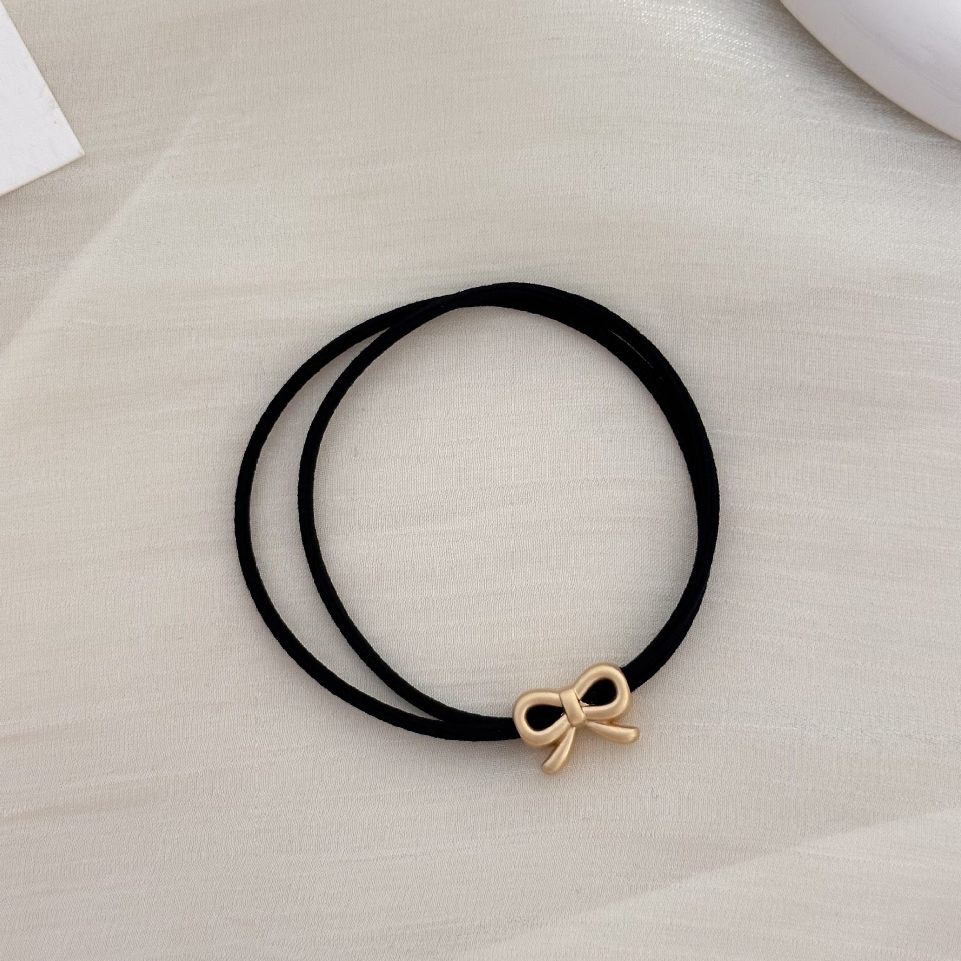 Women's Everyday Durable Alloy Ponytail Holder Hair Tie Black Bow Knot