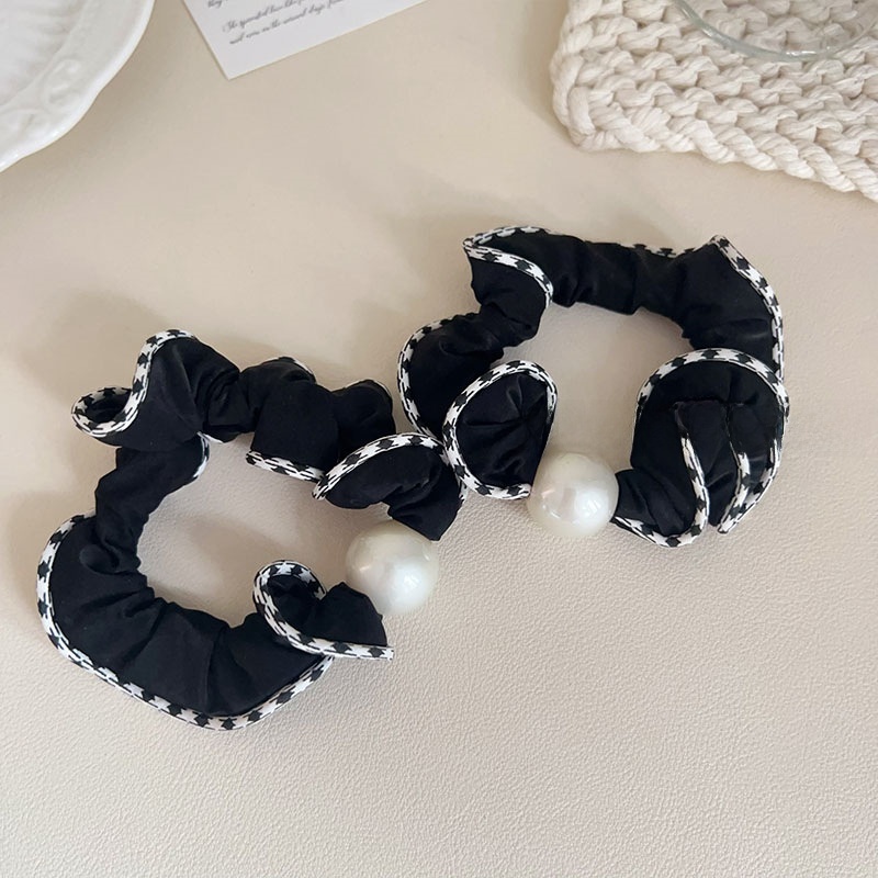 Women's Simple Cloth Hair Tie Everyday Hair Accessory Black Pearl