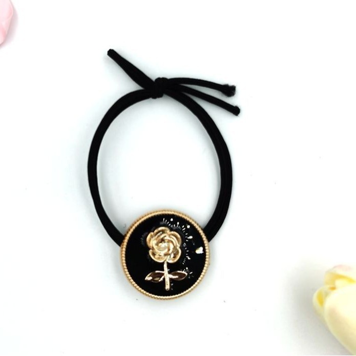 Ladies Casual Cloth Hairband High Elasticity All Seasons Black Rose Headwear