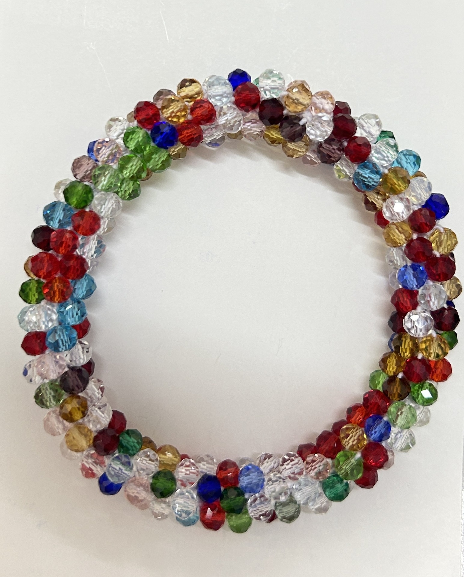 Women's Handmade Crystal Beaded Nylon Hair Ring Dual-Use Bracelet