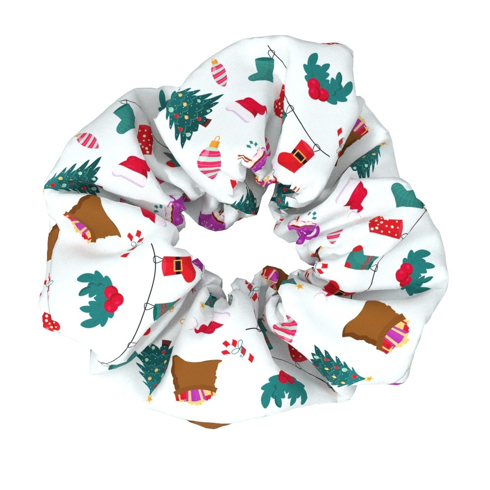 Women's Large Bow Hair Ties Festive Christmas Tree Pattern Cloth Headwear