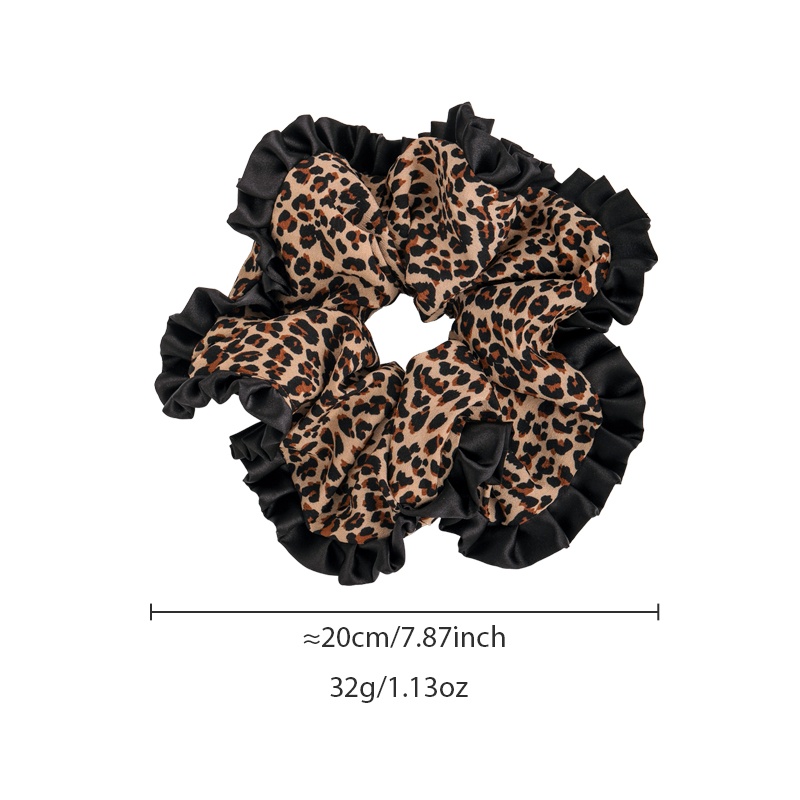 Women's Elegant Retro Satin Ruffle Party Hair Tie Leopard Print