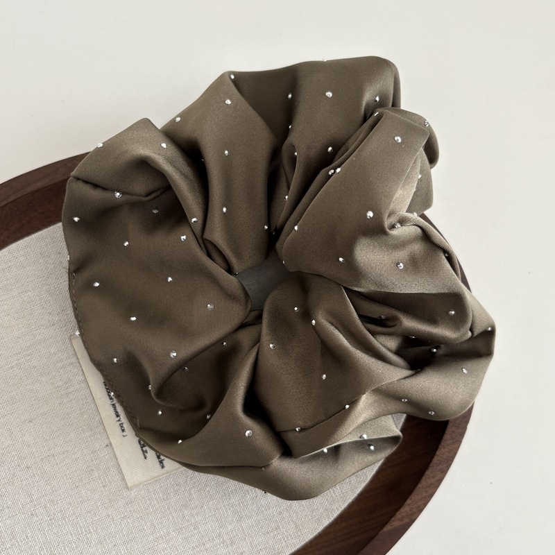 Women's Retro Rhinestone Star Satin Headband Solid Black And Beige