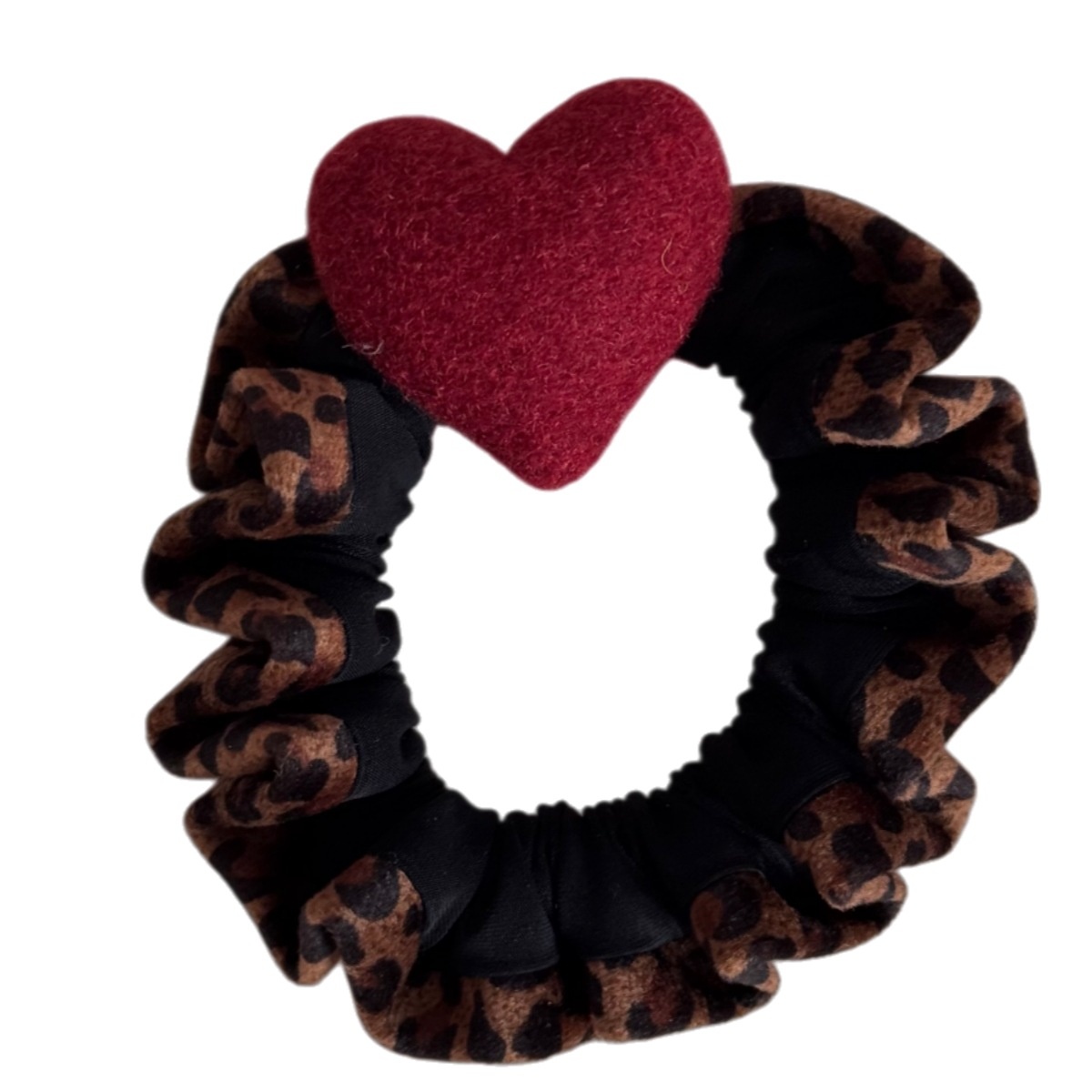 Women's Daily Elastic Cloth Ruffled Hairband Leopard Heart Print