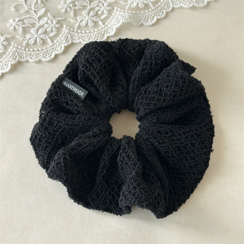 Women's Retro Knit Hair Tie For Autumn Winter Styling Solid White