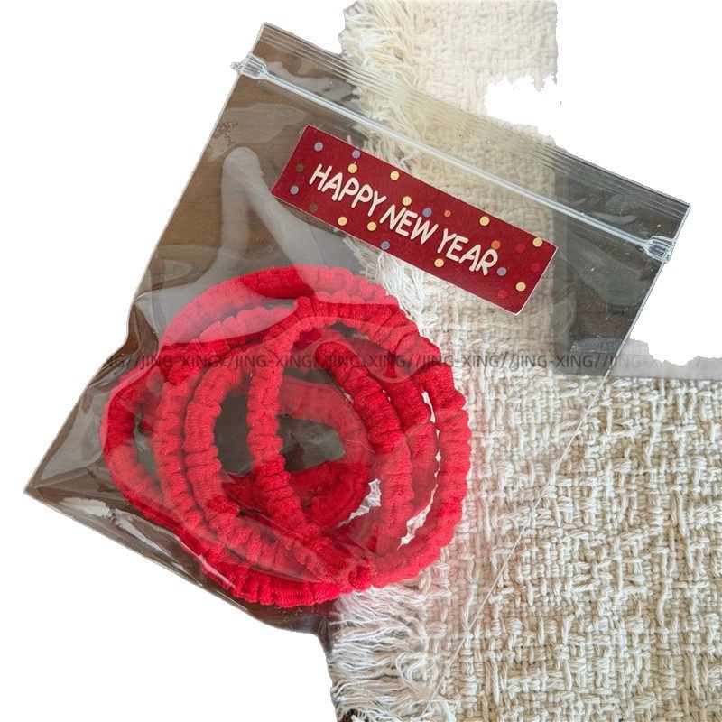 Women's Festive Elastic Cloth Hair Bands Red Solid Camo Leopard