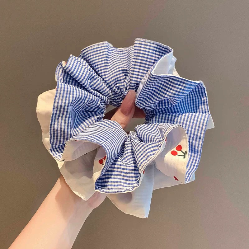Women's Elegant Large Cloth Scrunchie Banquet Hair Tie Ditsy Floral