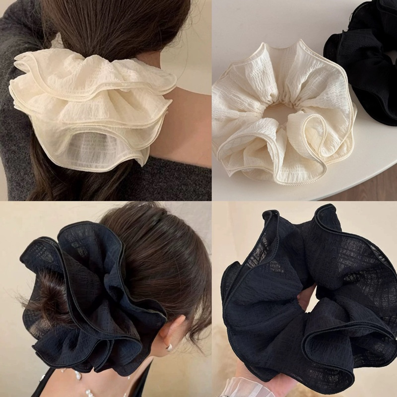 Women's Elegant Cute Pleated Cloth Hair Tie for Holiday Solid Color