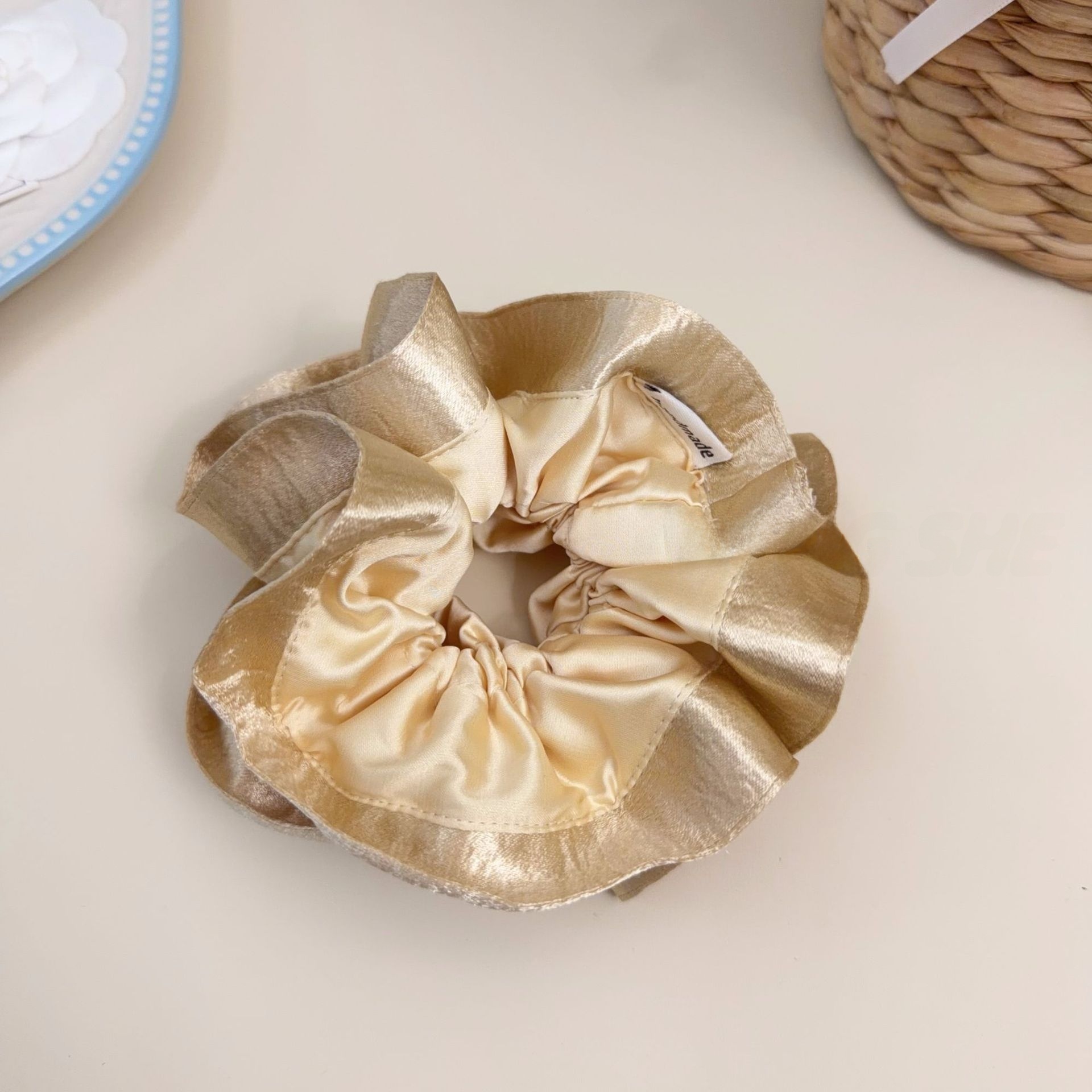 Women Girls Spring Summer Satin Bubble Braid Hair Rope Solid Pink