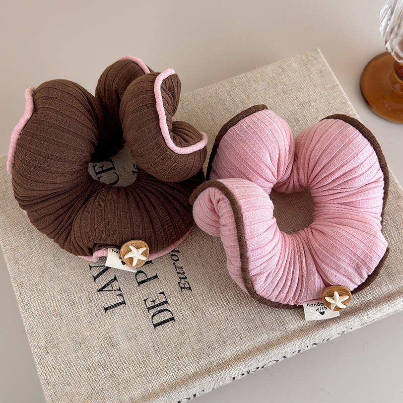 Women's 3D Cotton Filled Sleep Scrunchie Pink Brown Color-Block Starfish