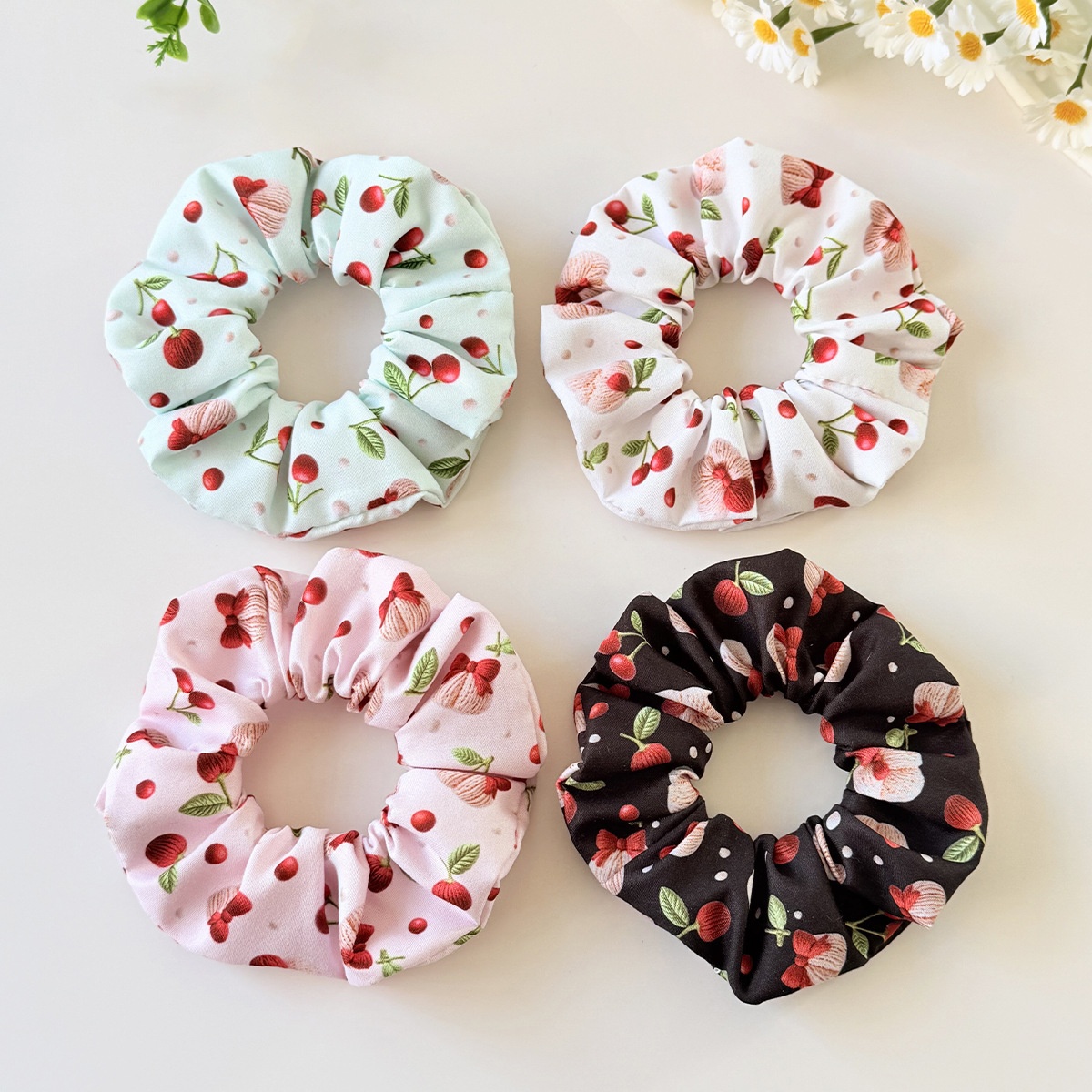 Women's Everyday Cloth Hair Tie Scrunchie Sweet Cherry Pattern