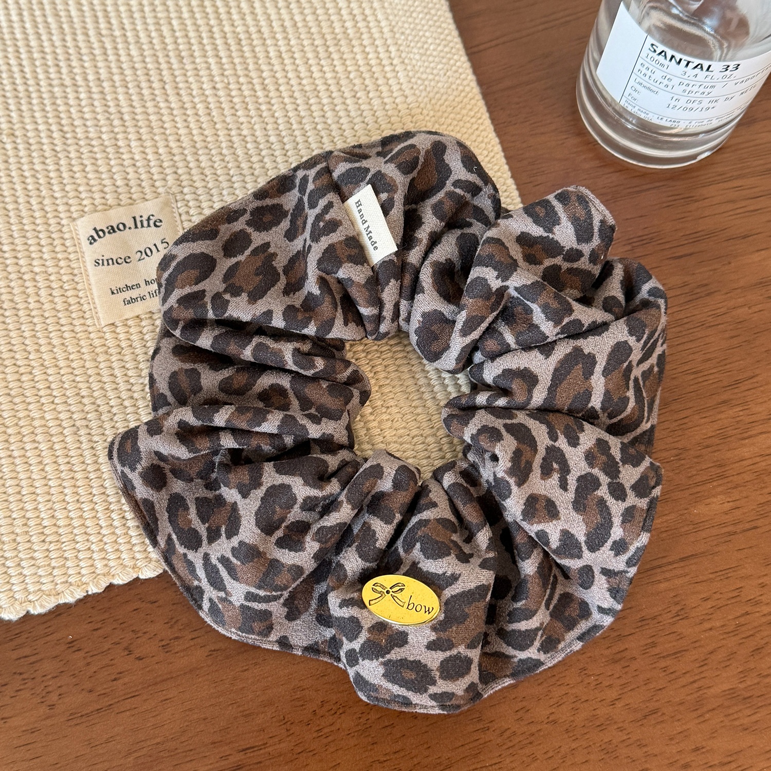 Women's Autumn Winter Cloth Bun Hair Ties Retro Leopard Print