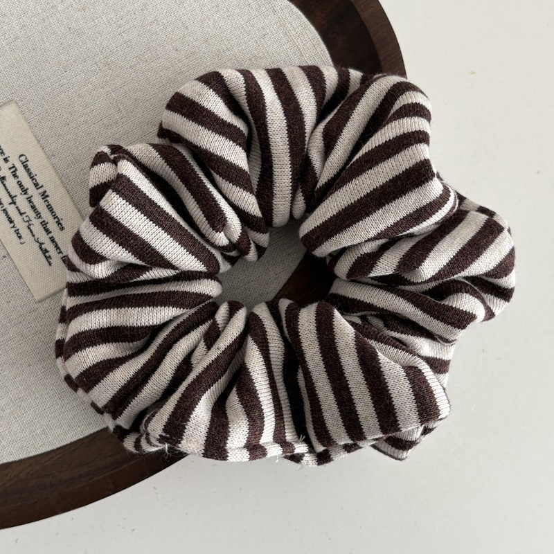 Women's Soft Knitted Winter Hair Elastic Band Striped Color Matching