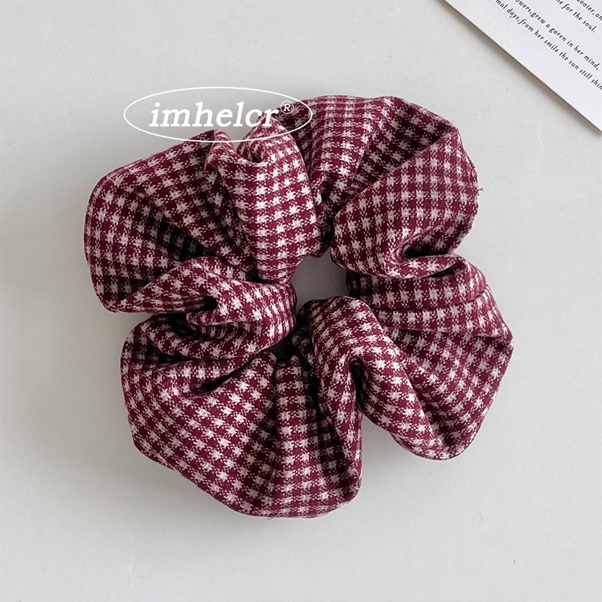 Women's Winter Woolen Hair Band New Year Accessory Red & White Plaid