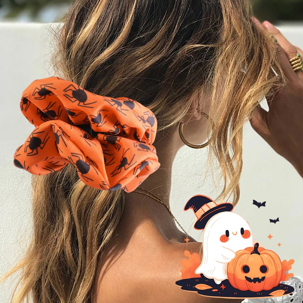Women's High Elastic Cloth Hair Ties Halloween Cartoon Solid Color