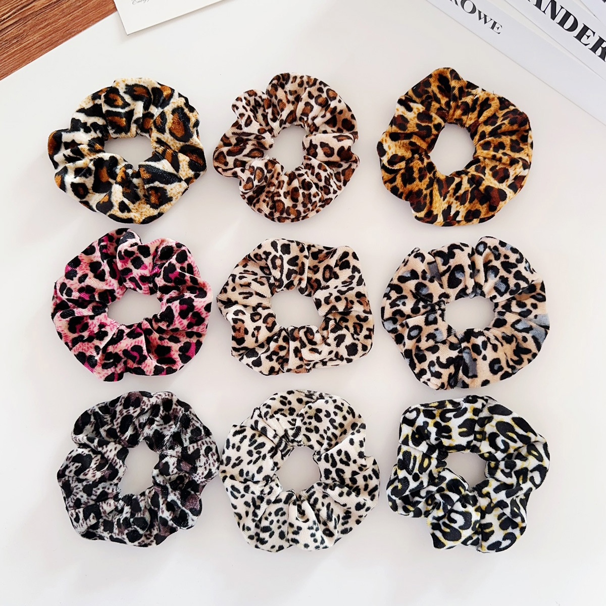 Women's Autumn Winter High Elastic Velvet Hair Tie Leopard Pattern