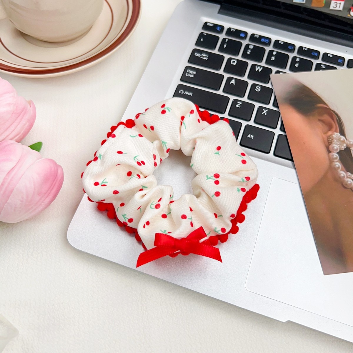 Women's Elastic Fabric Bowknot Hair Band For Office Party Fresh Floral