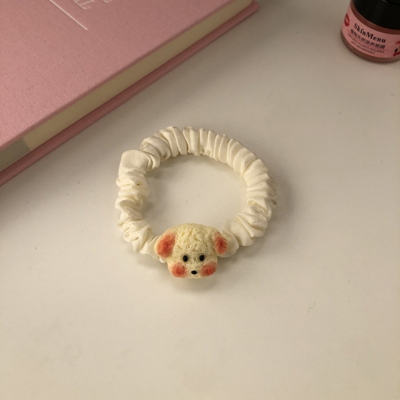 Girls Cute Puppy Cartoon Hair Loop Soft Ponytail Holder Sweet Ins Style Headwear