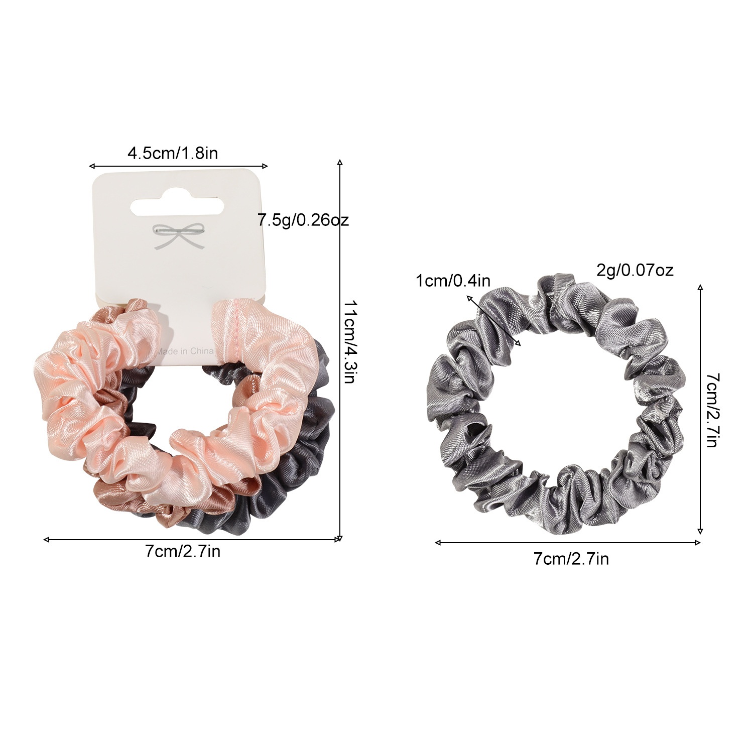 Women's Elegant Satin Scrunchies Damage-Free Ponytail Hair Ties Solid Color