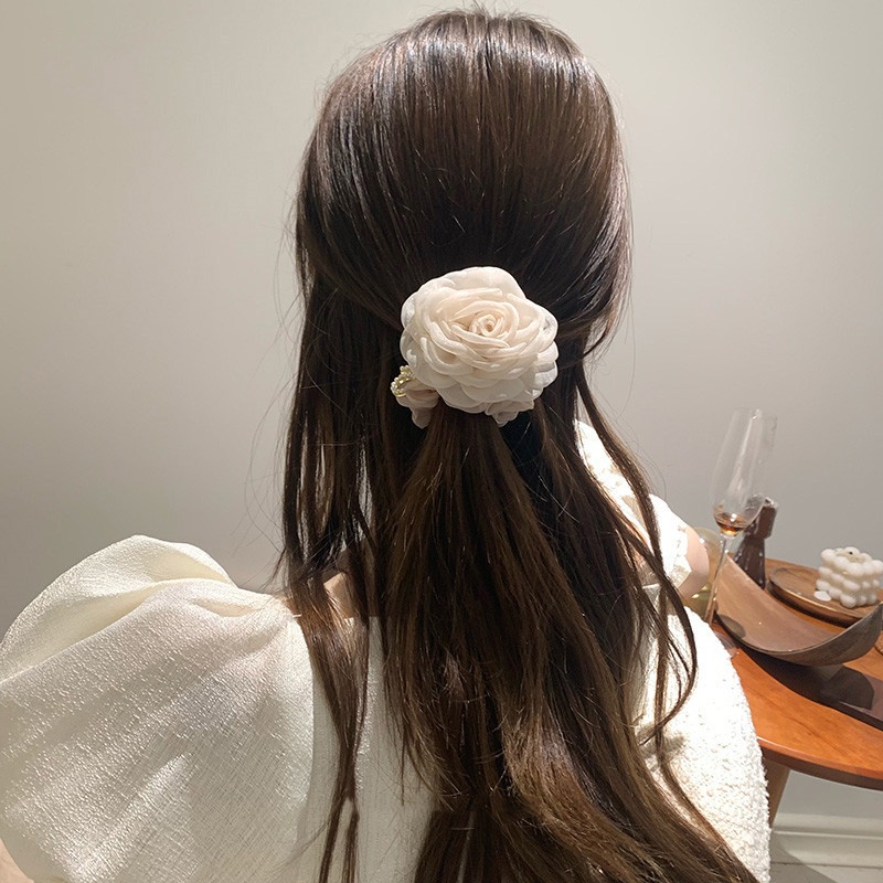 Women's Sweet Holiday Organza Hair Scrunchie Mountain Flower Print
