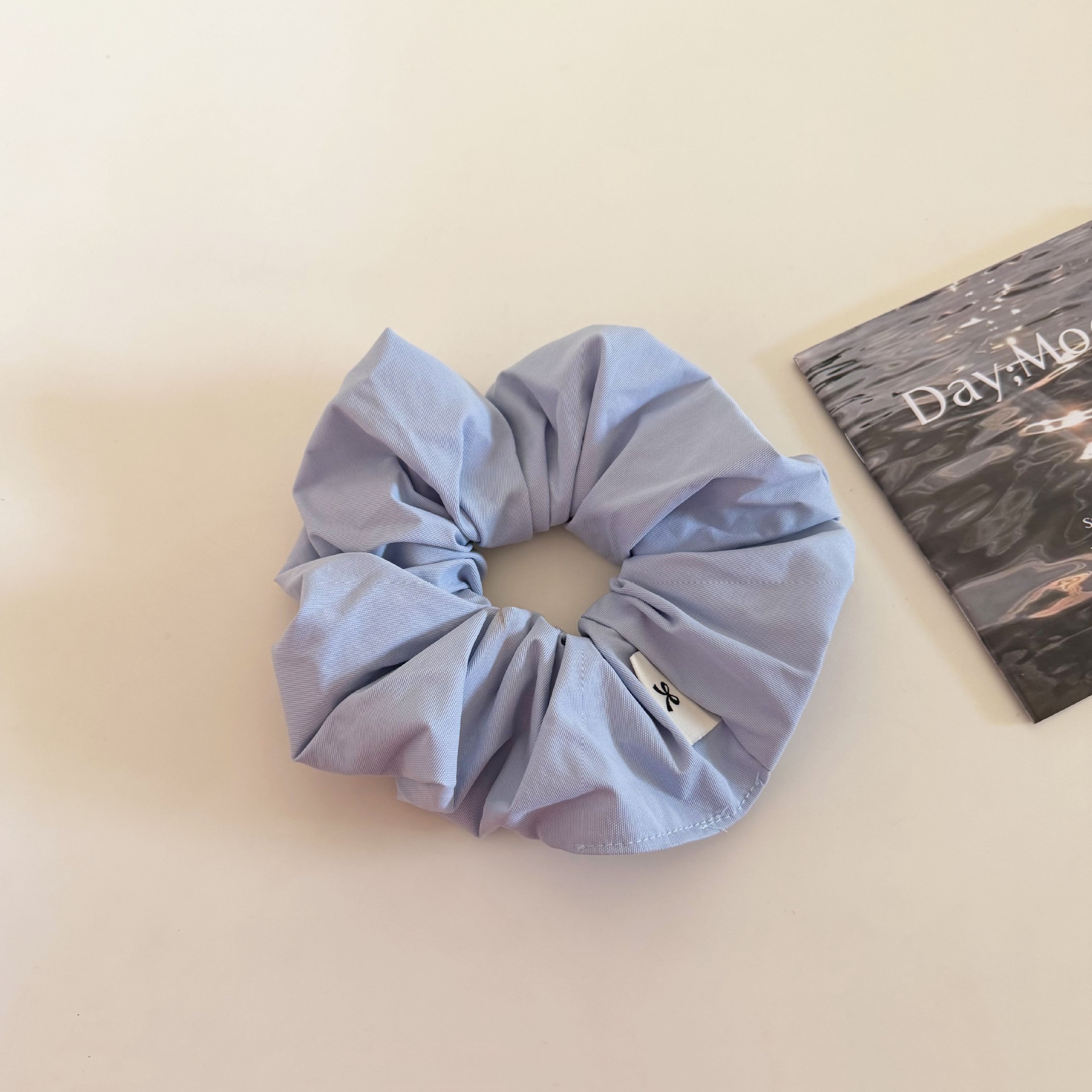 Women's Daily Cloth Hair Scrunchie Light Blue Checkered Plaid