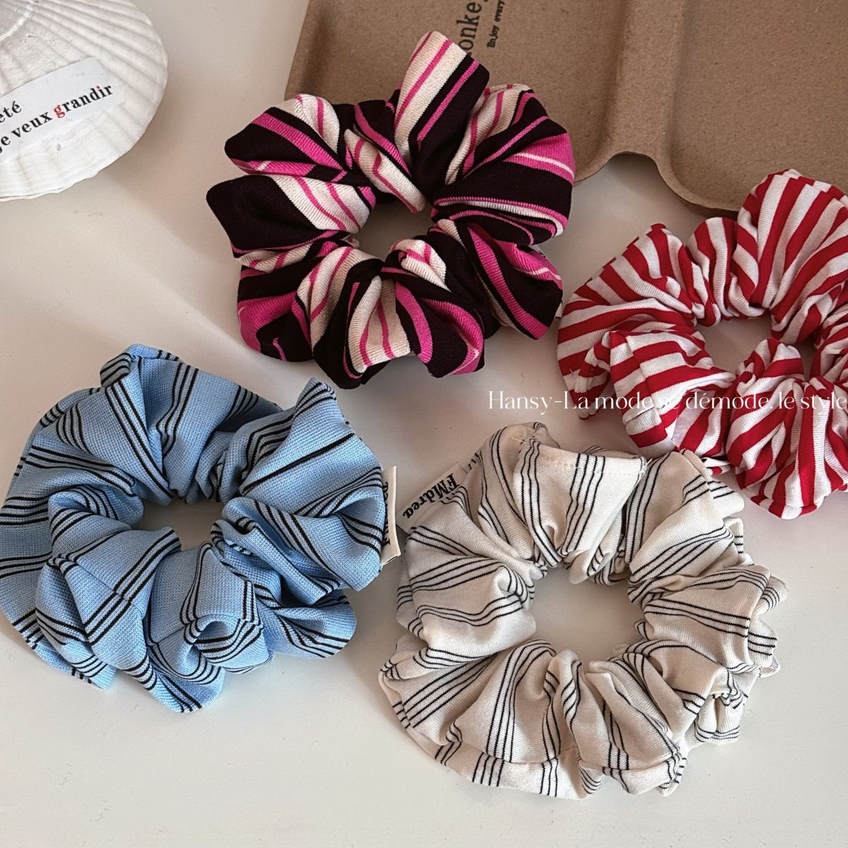 Women's Soft Cloth Hair Tie Stylish Daily Hair Accessory Multi-Color Striped