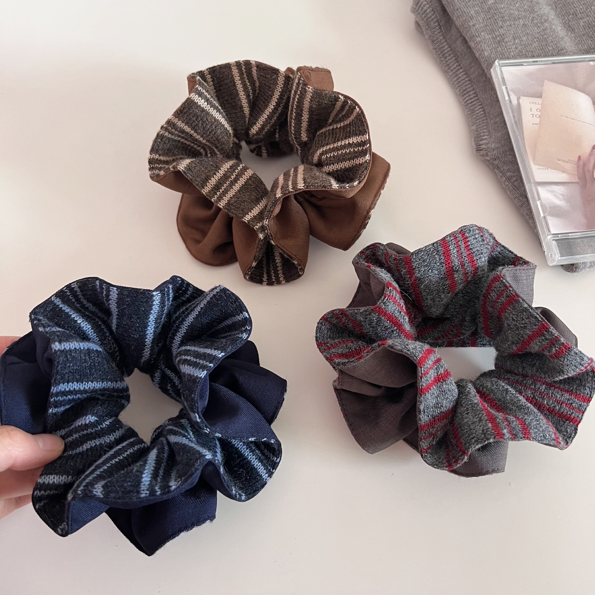 Women's Winter Warm Knitted Headband Hair Accessories Striped Patchwork