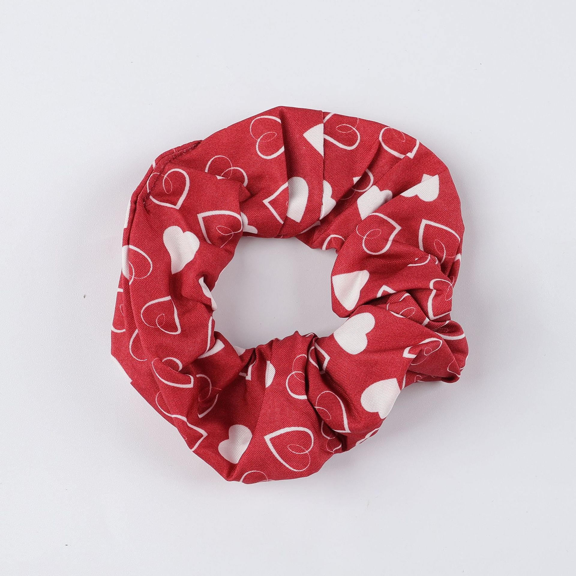 Women's Valentine's Day Heart Printed Satin Hair Scrunchie Hairband