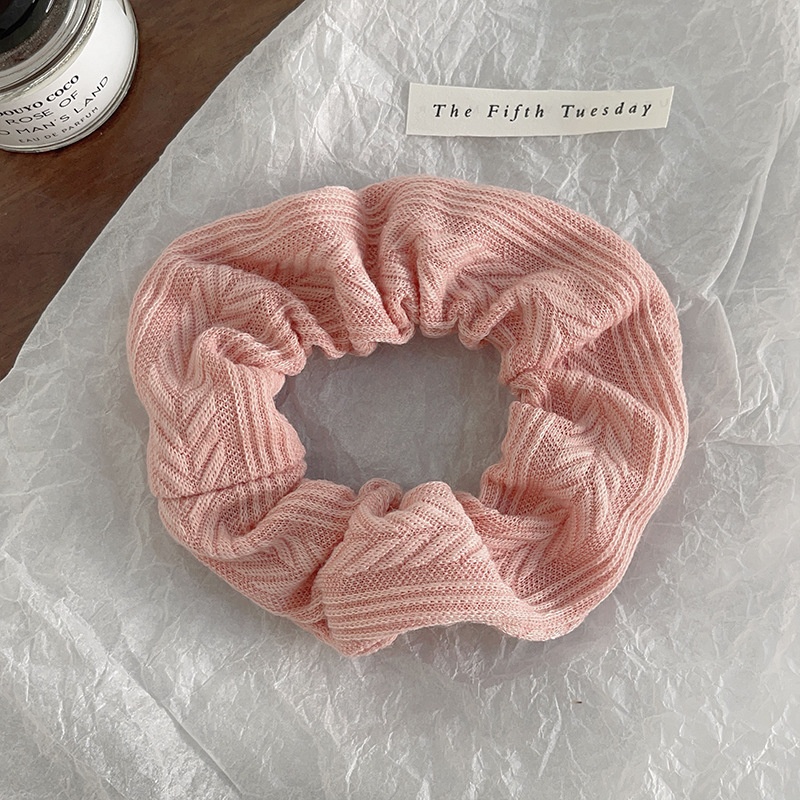 Women's Sweet Plush Rib-Knit Butterfly Knot Color Block Winter Hair Tie