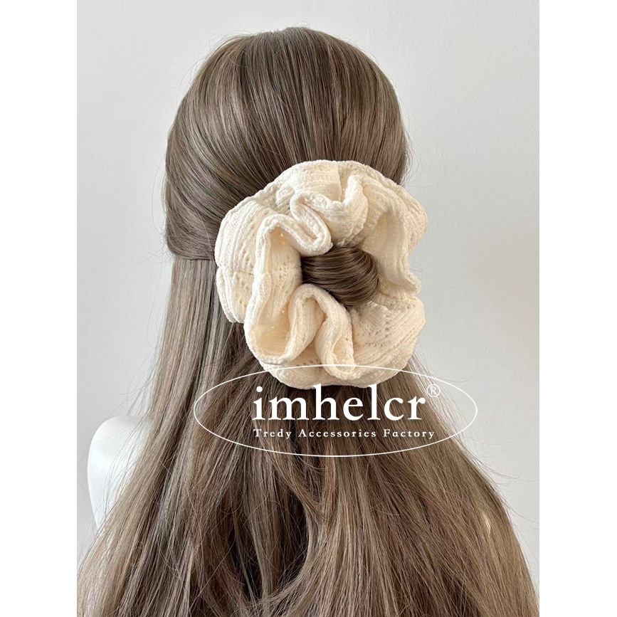 Women's Soft Velvet Hair Scrunchie For Autumn Winter Solid White