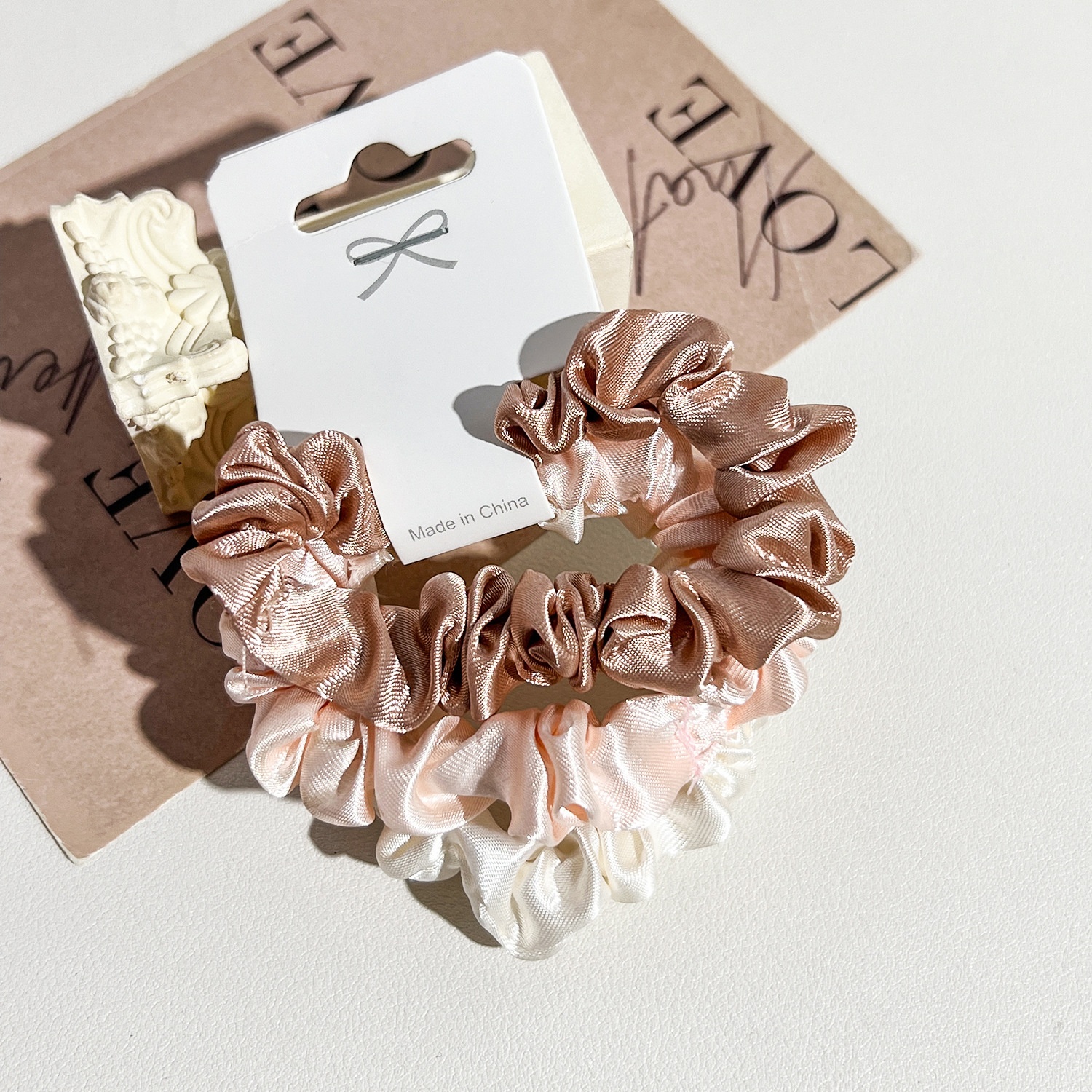 Women's Elegant Satin Scrunchies Damage-Free Ponytail Hair Ties Solid Color