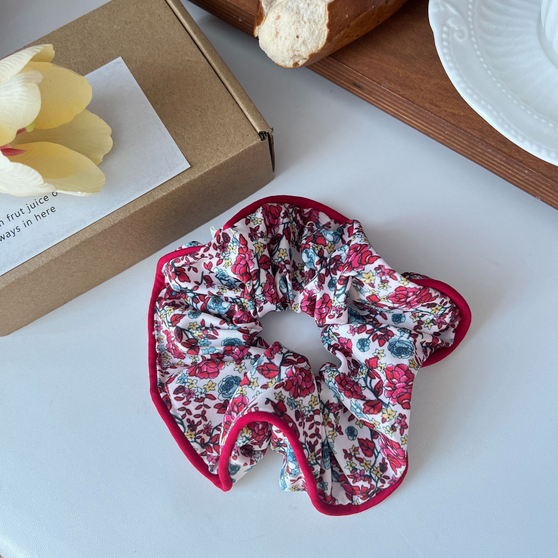 Women's Casual Cloth Bow Hair Tie High Elasticity Band Ditsy Floral Print