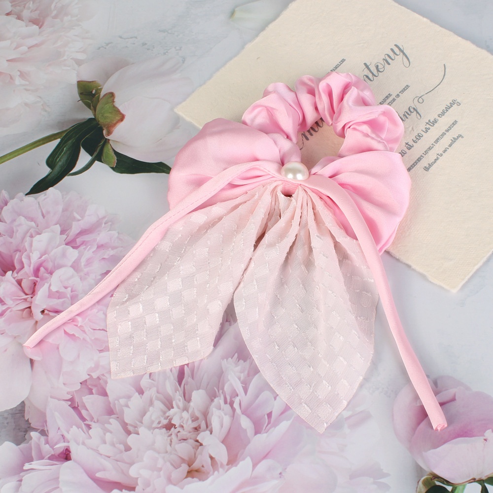 Girls High Elastic Lace Butterfly Knot Hair Ties Polka Dot Ponytail Sashes